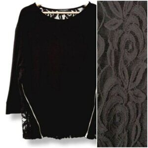 GREEN ENVELOPE Los Angeles SemiSheer Lace Back Top Black Sz M